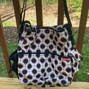 Skip Hop brown and cream diaper bag